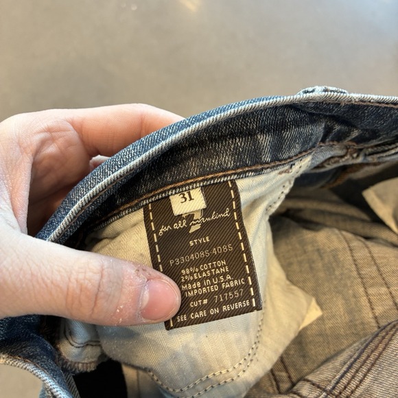 7 for all Manking Jeans Womens 31 Blue Ginger Flare Distressed Stretch Festival - Picture 3 of 4